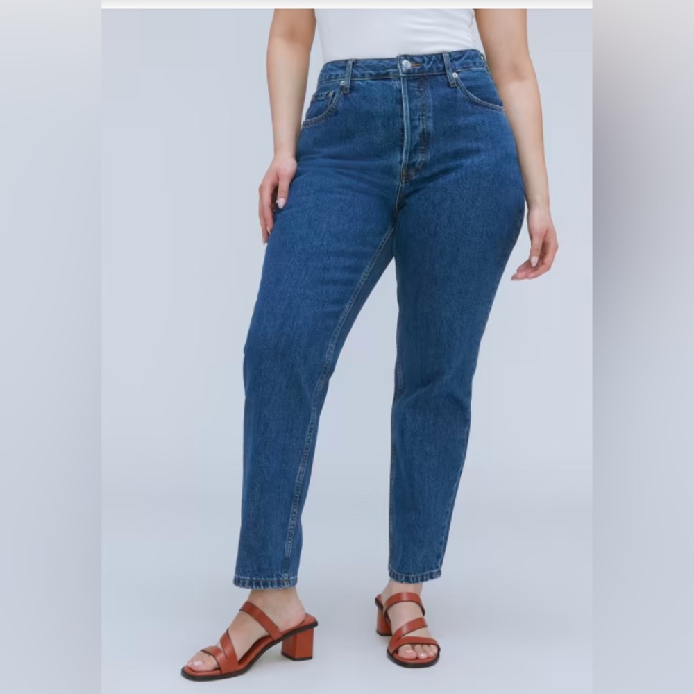 Everlane The '90s Cheeky Hourglass Jean, sz 29, short inseam, dark wash, EUC